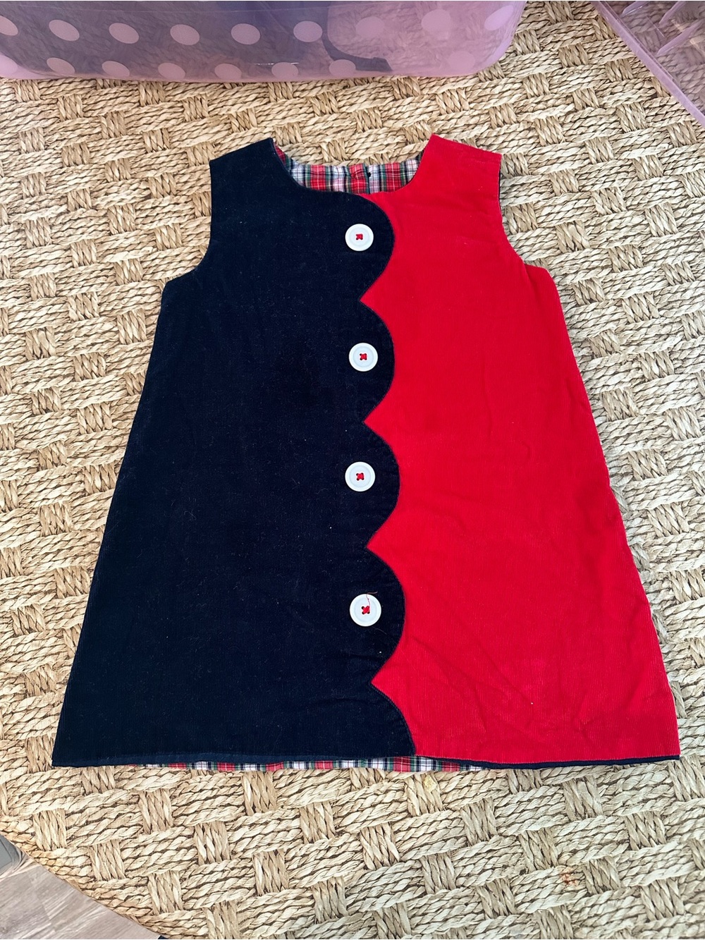 The Beaufort Bonnet Company Red and Blue Scallop A-Line Dress
